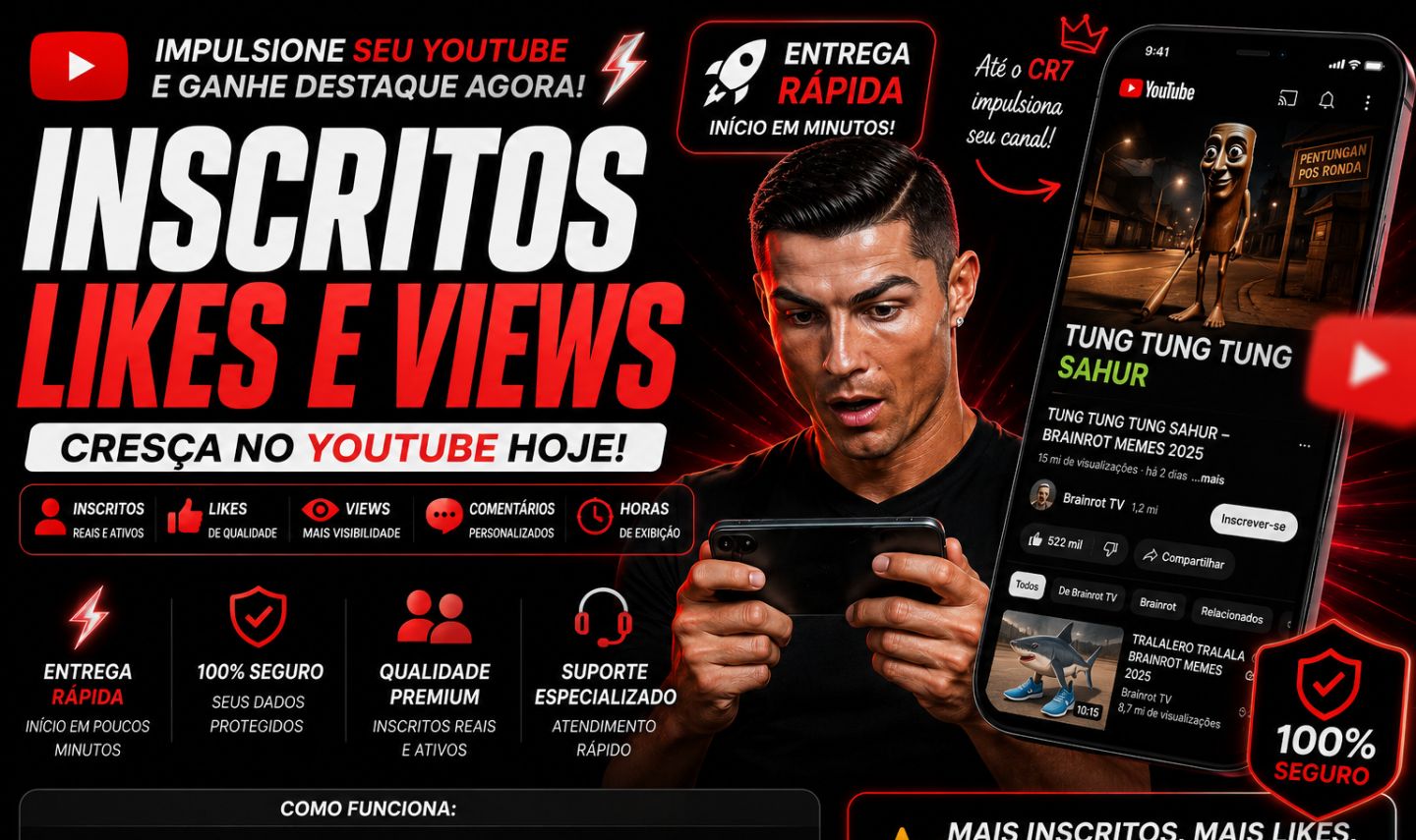 INSCRITOS YOUTUBE SHORTS - CURTIDAS E VIEWS - MENOR PREÇO DO SITE YTB
