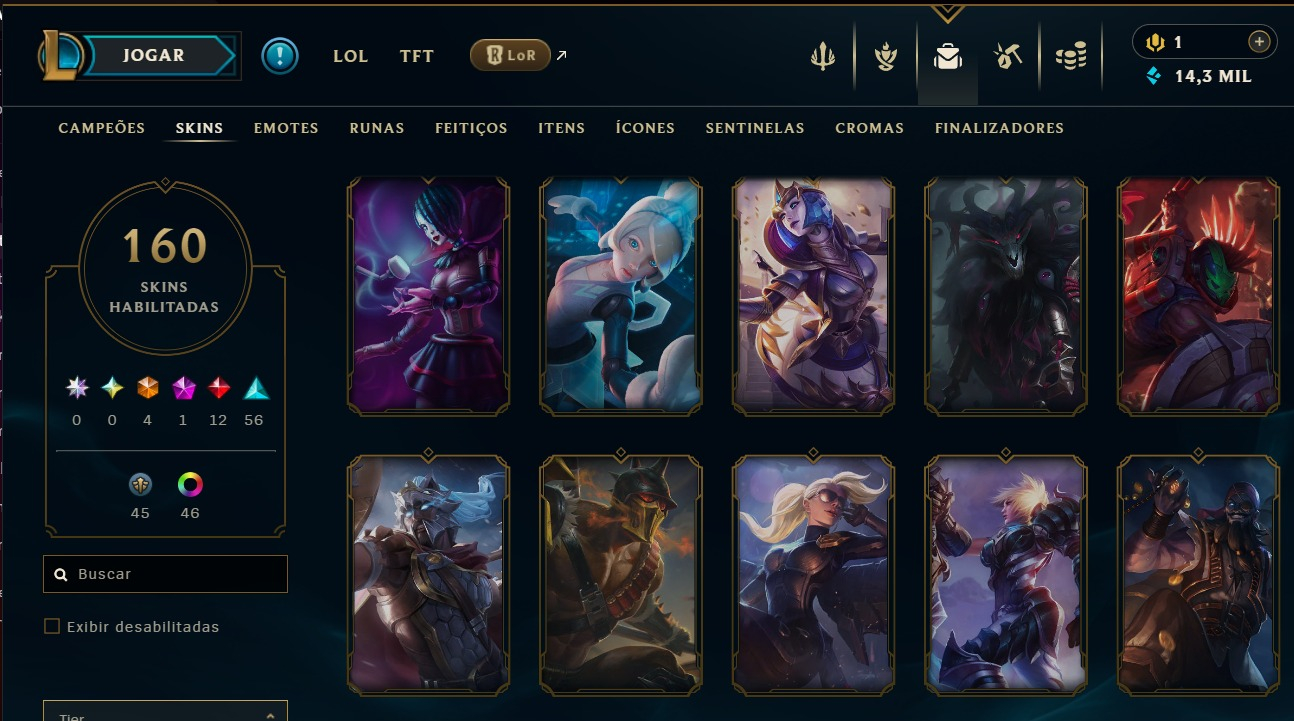 League of legends account mais de ( 160) skins 3 reembolsos mmr platina