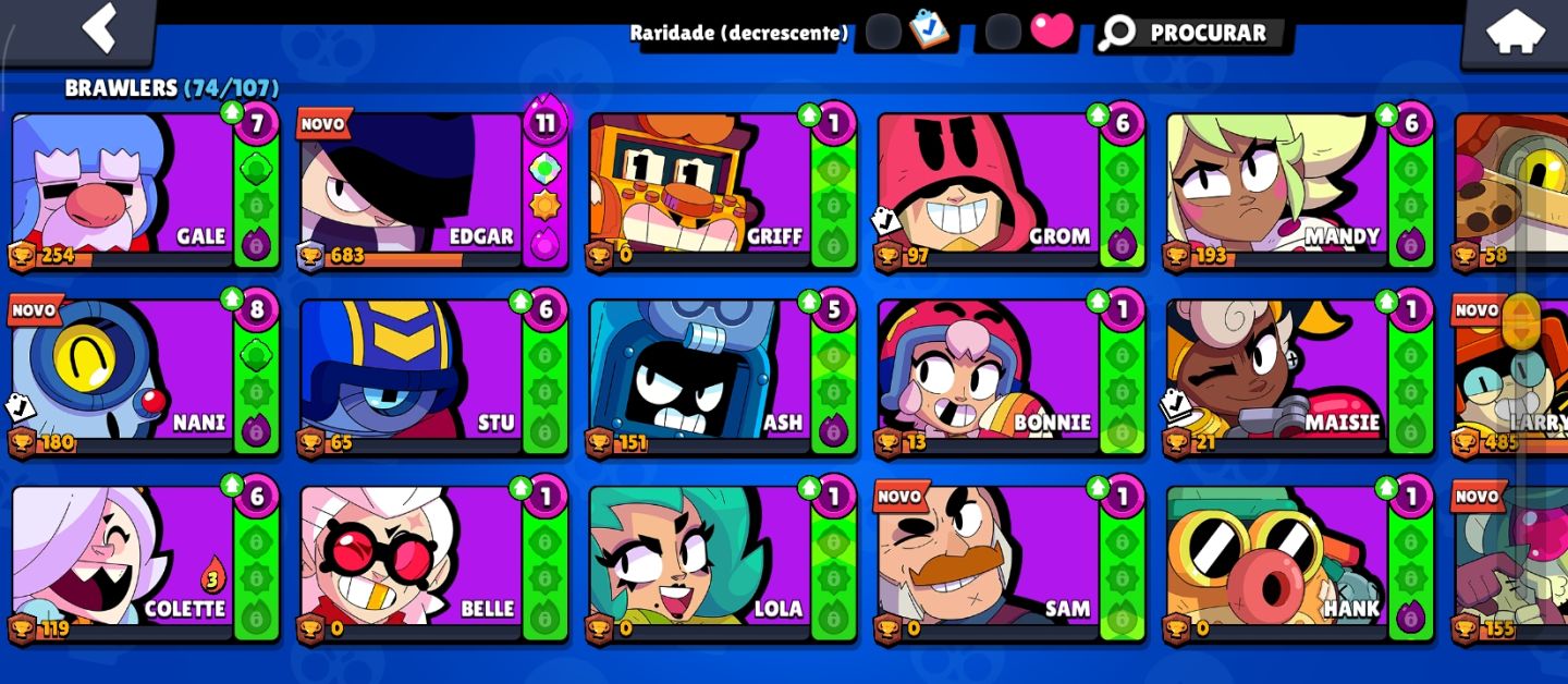 Conta Brawl Stars!! Tem 74 Brawlers Tem 13 Brawlers com Hipercarga