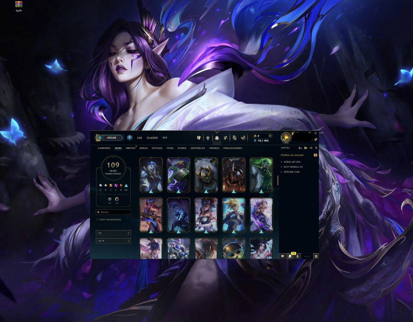 Smurf Vintage LV485 Com Skin Ultimate K/DA + 10 essência mítica
