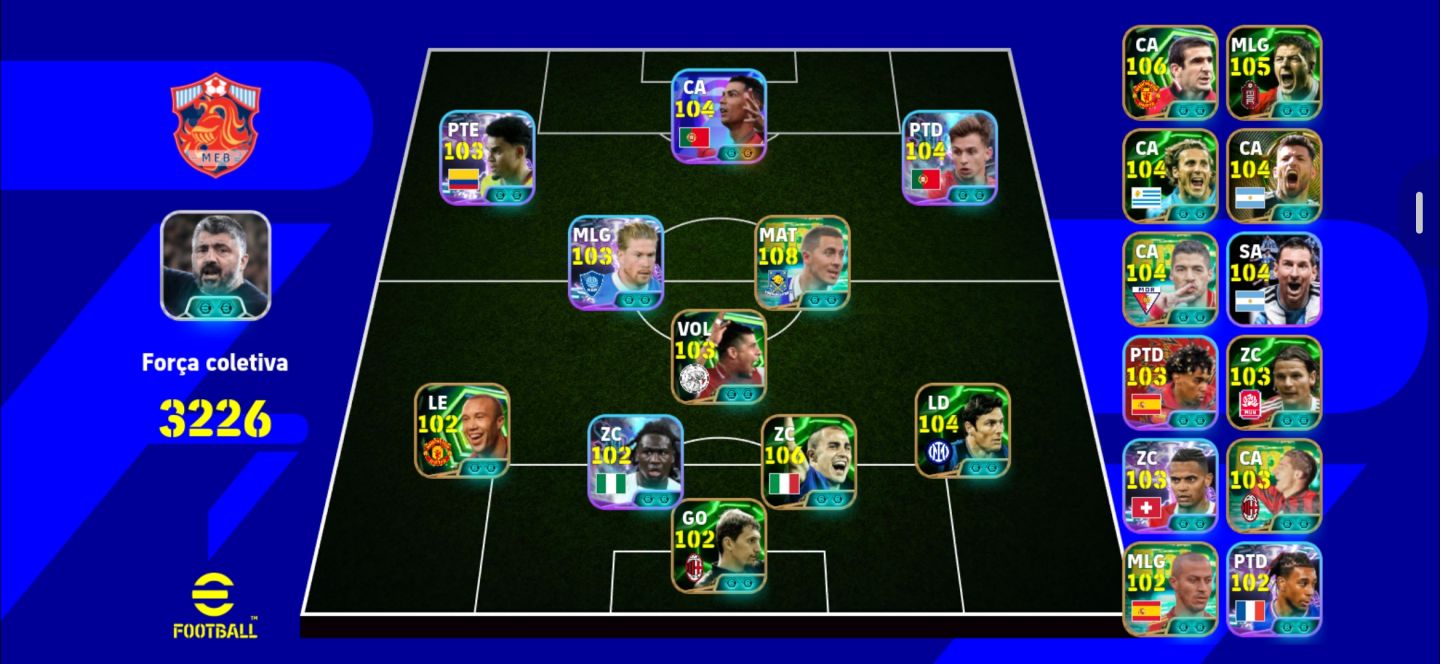 Conta efootboll com hazard 109 e Cristiano Ronaldo 105!!!