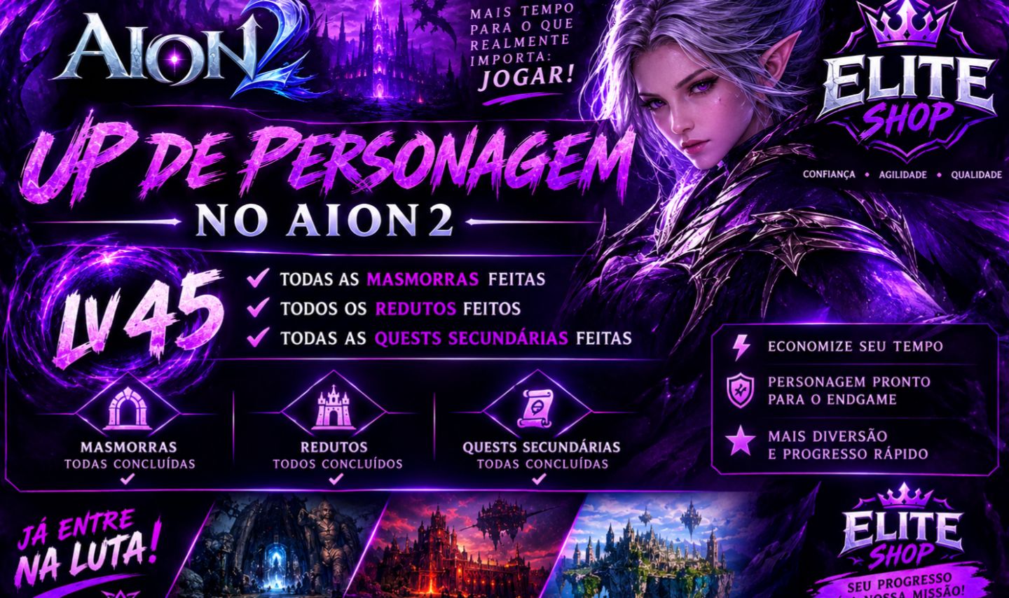Up lv 45, todas masmoras,redutos e quest secundarias feitas, prazo de 12h