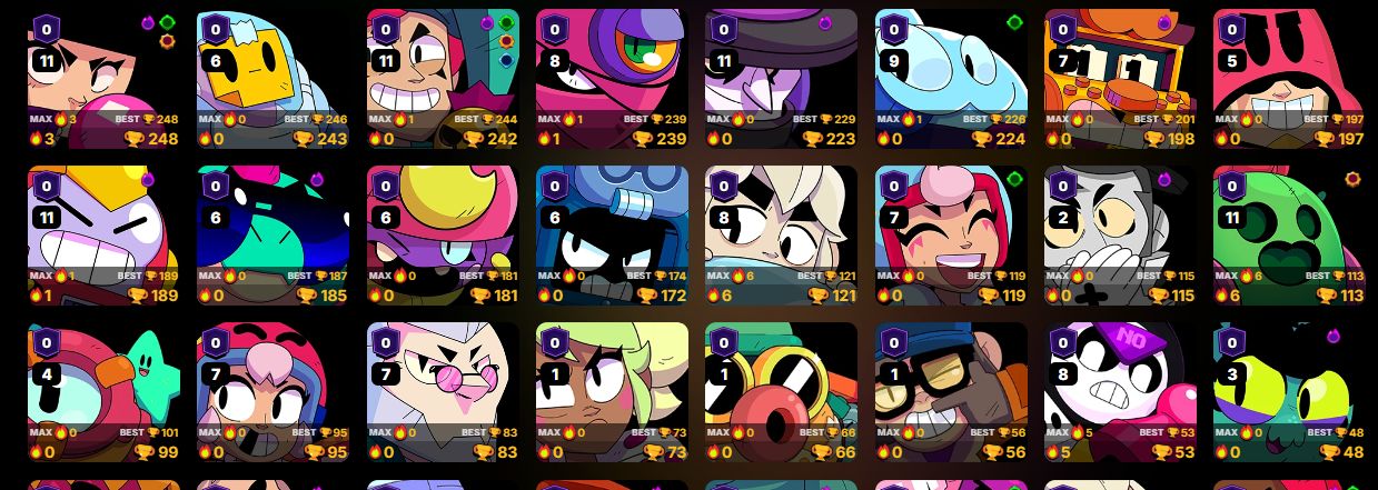 CONTA BRAWL STAR NIVEL 116 - 7 LENDARIOS