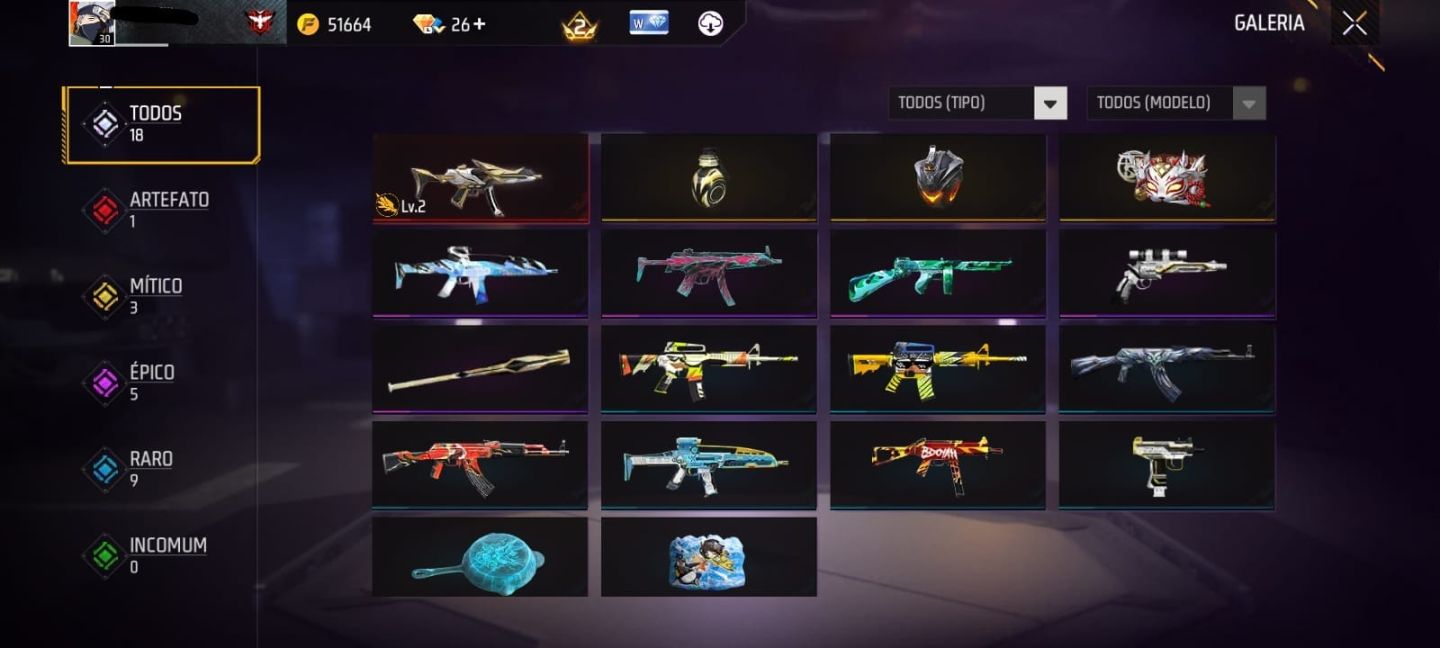 Free Fire (FF) - Conta com Evolutiva, Atributadas, Kakashi, etc.