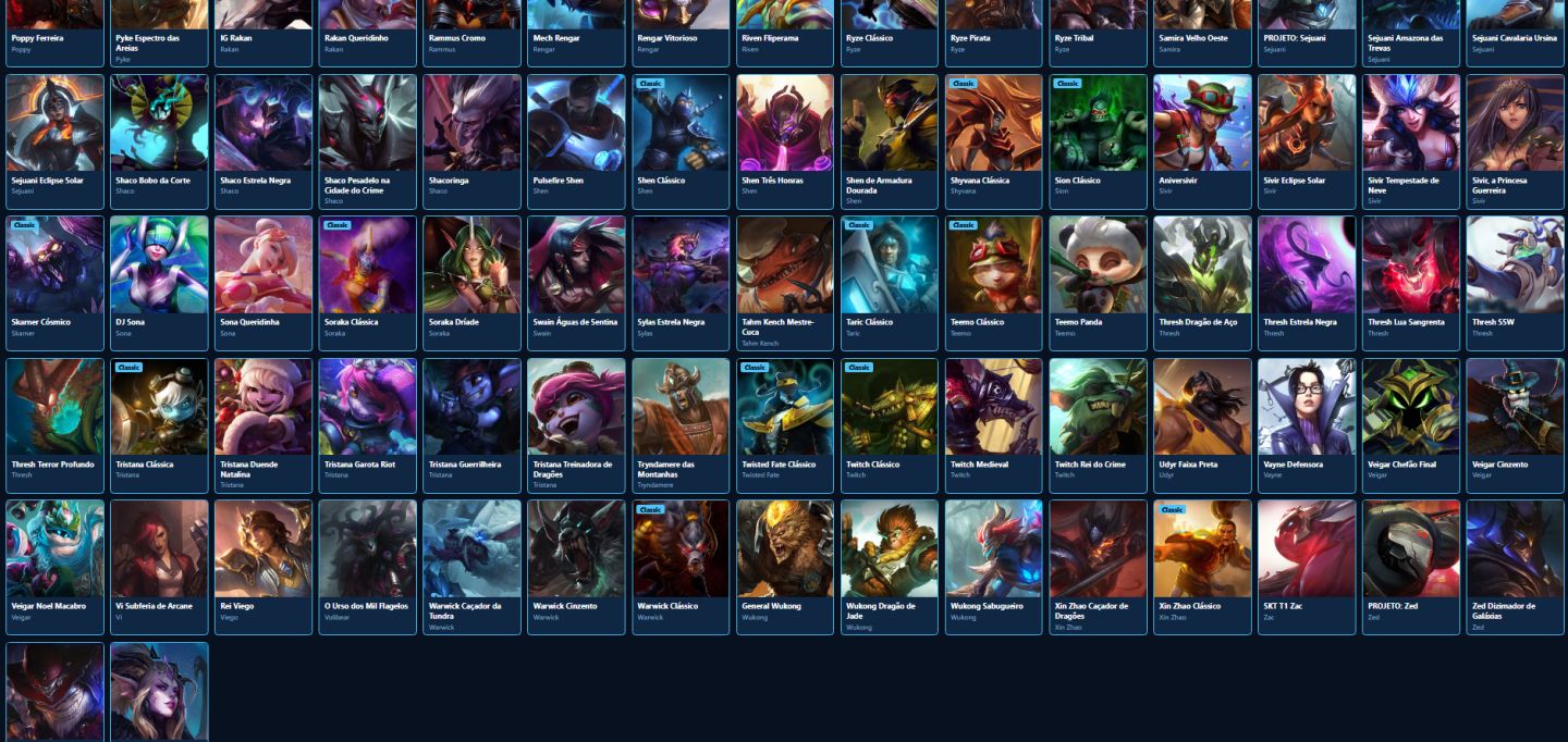 LEAGUE OF LEGENDS 208 SKINS NIVEL 372 TODOS CAMPEOES UNRANKED