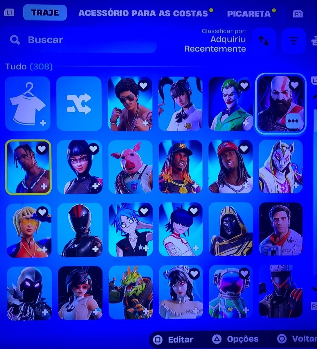 Conta Fortnite com Travis Scott e várias outras skins + Salve o mundo !!!