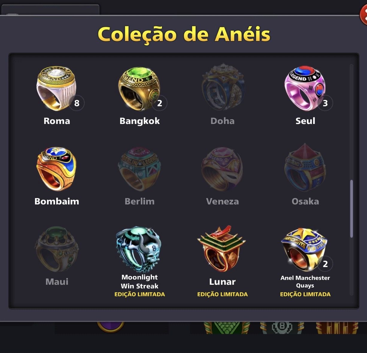 CONTA 8 BALL POOL, LVL 186, FULL LENDÁRIA, +450M FICHAS, +60 AVATARES, 200 NOTAS