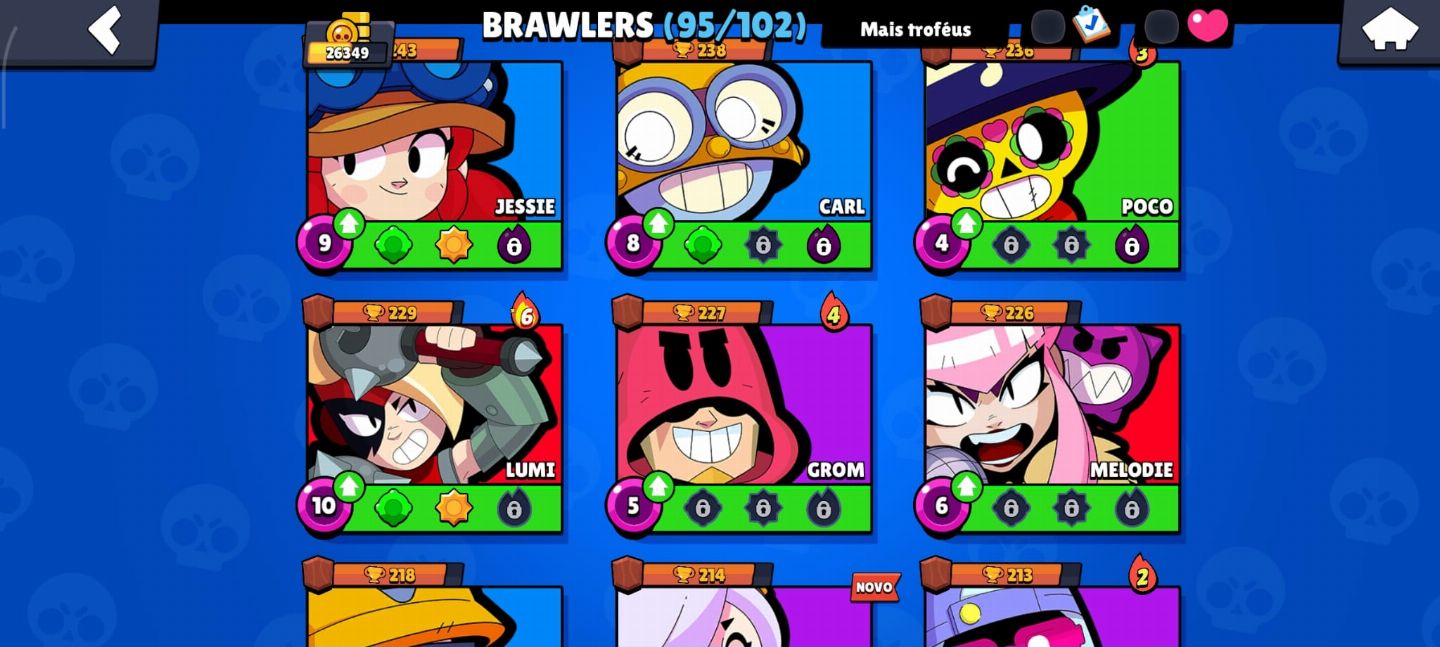 CONTA BRAW STARS COM 12 PRESTÍGIOS 95/102 BRAWS + FULL ACESSO