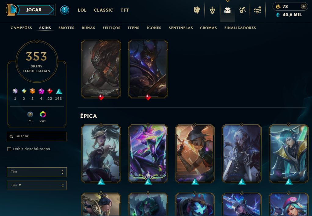 CONTA RARA DE 2014 FULL CAMPEÕES E SKIN AHRI FAKER,MONO RIVEN JHIN,DRAVEN 1 MI
