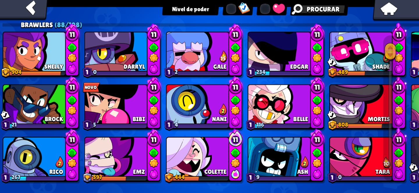 Conta Brawl Stars +38K, 88 Brawlers, Prestígio 18, 31 Nível 11, Conta Gmail!