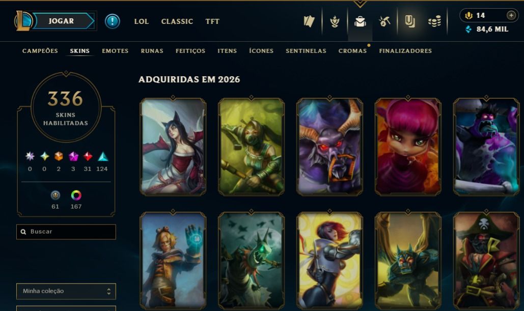 Conta LoL Nv 408 | 336 Skins | 169 Cromas | Ícone Barão 2013 | 84k EA