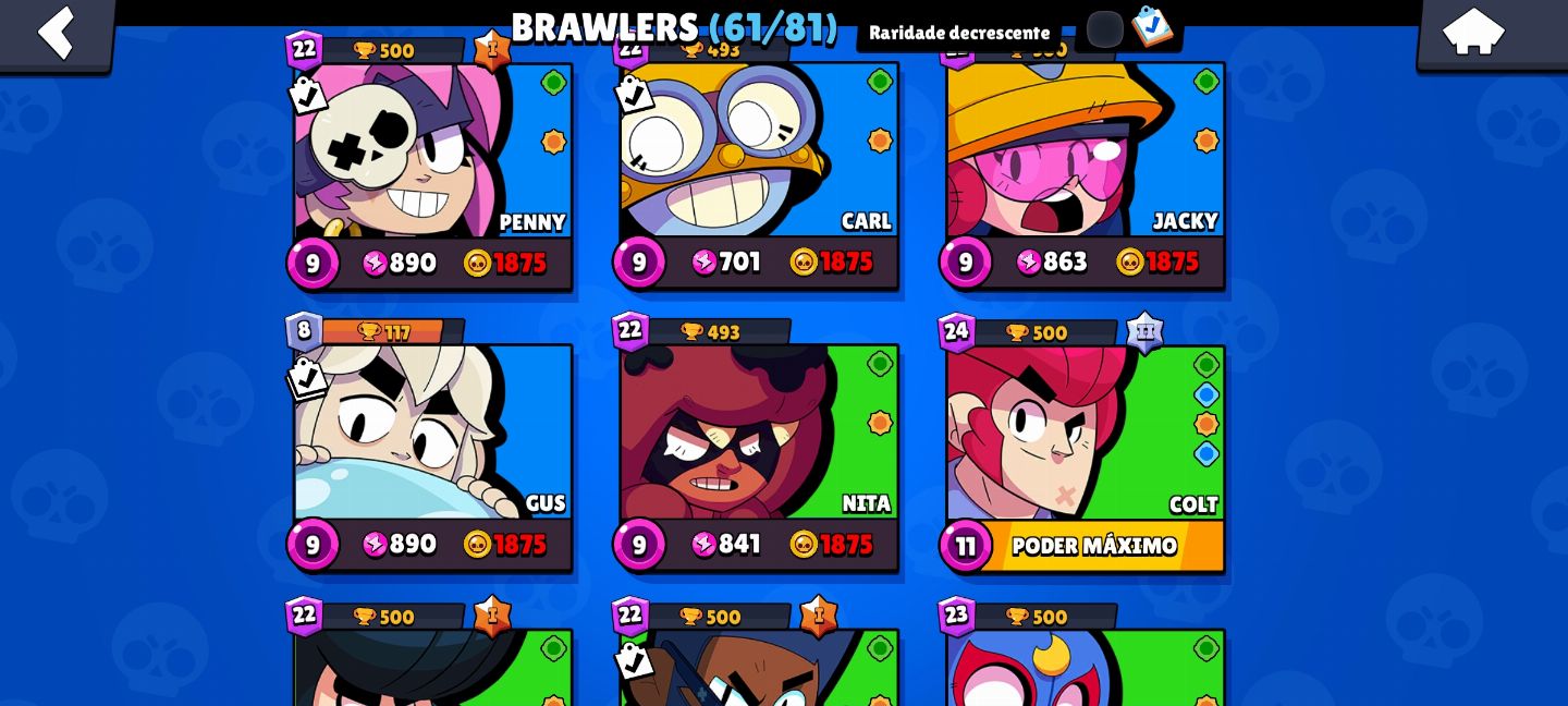 Super conta Brawl start com skin da Shelly estelar e muitos Brawl pass
