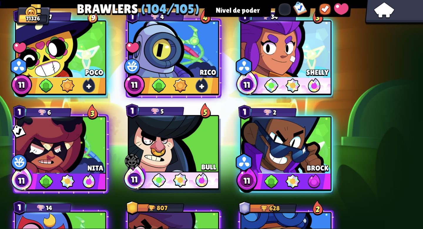 CONTA BRAWL STARS 2019 70k TROFÉUS OG 104/105 BRAWLERS