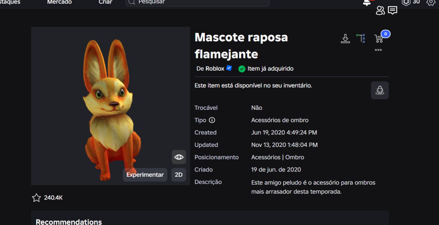 ROBLOX CONTA DE 2020 | INVENTÁRIO DIVERSIFICADO