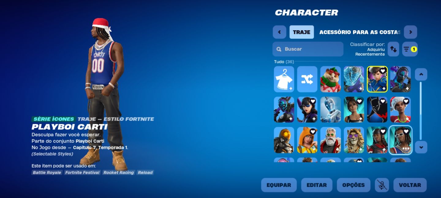 CONTA FORTNITE BUNDLE PLAYBOI CARTI COMPLETO
