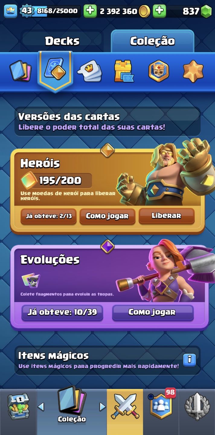 Conta Clash Royale 2019 / 8400 Troféus / Nível 43 / E muito mais!