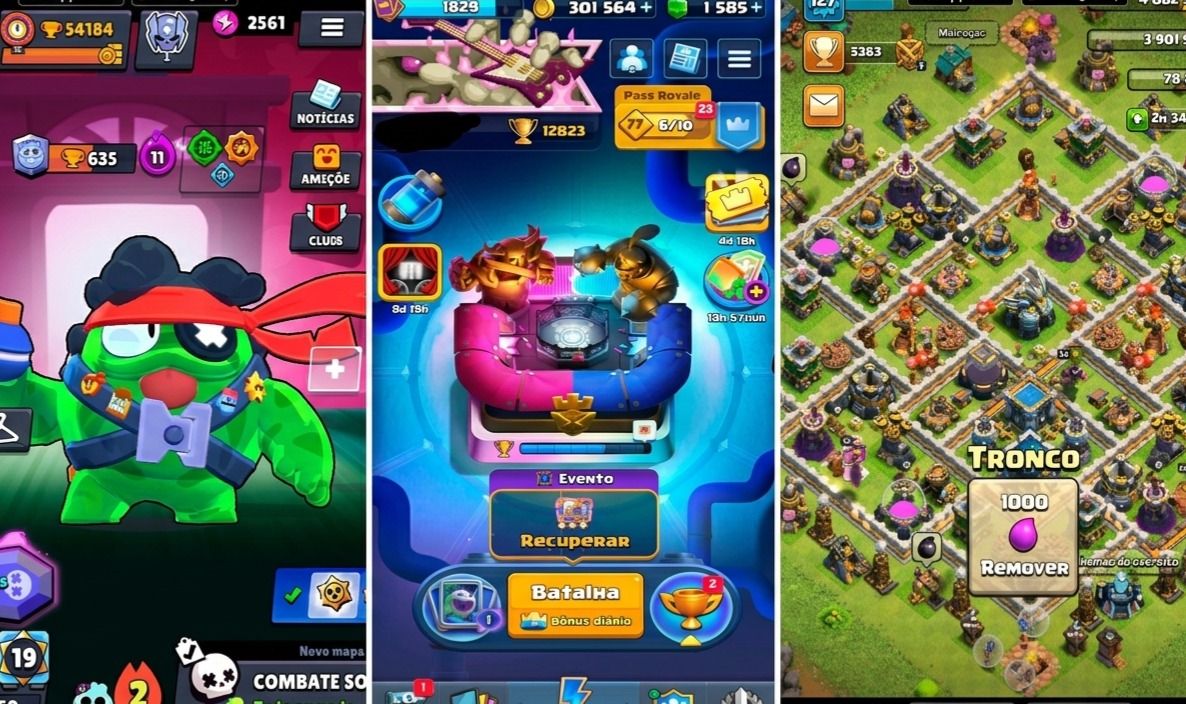 COMBO SUPERCELL - 3 CONTAS INCRIVEIS - CLASH ROYALE/CLASH OF CLANS/BRAWL STARS
