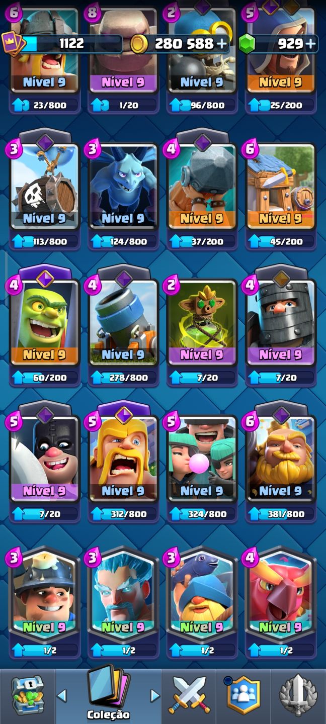 CONTA CLASH ROYALE | BRUXA EVOLUÍDA LVL 14 | 7241 TROFÉUS | 929 GEMAS + 280.588$