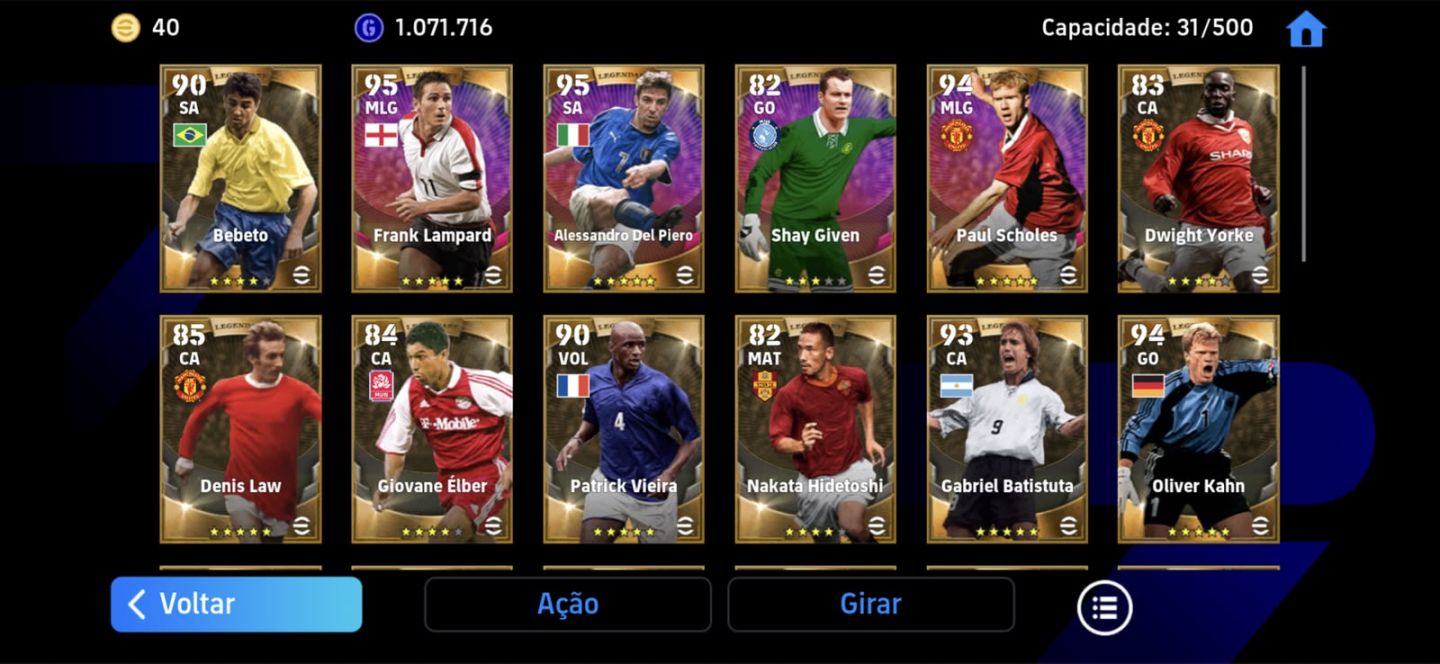 Conta de efootball desde 2020 com 31 LEGENDS