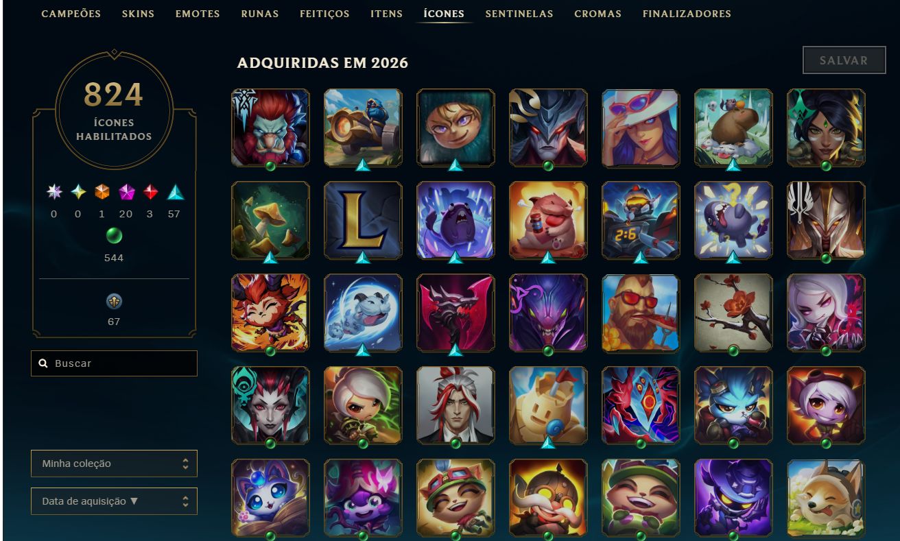 Continha de lol 2013 com varias skins icones etc