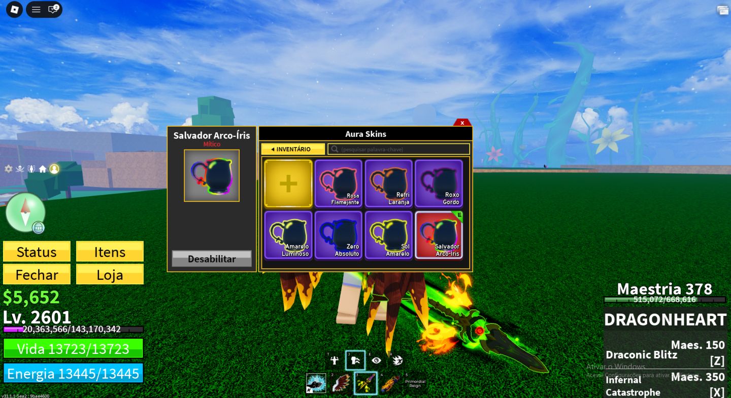 Conta de Blox Fruits Full Com os Melhores equipamentos, Raça Draco e muito mais