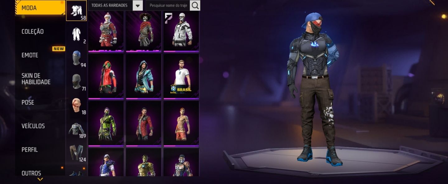 Conta Free Fire com os Conjuntos do Naruto Punho e Armas Evolutivas E muito Mai