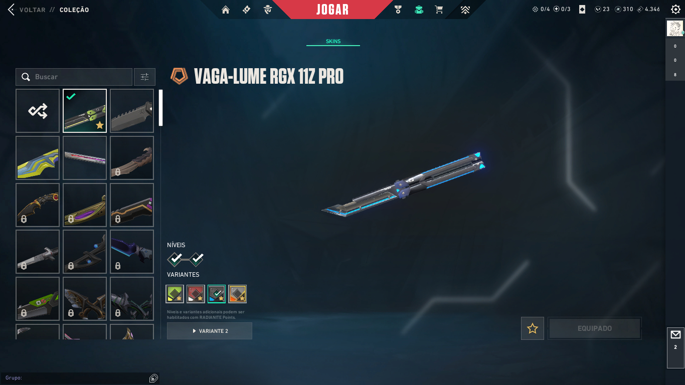 Conta de valorant, 3 skins de vandal, 2 phantom, 1 operator e 1 faca. gold 2