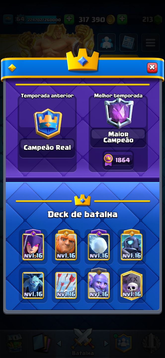 Conta de Clash royale arena 33 deck full