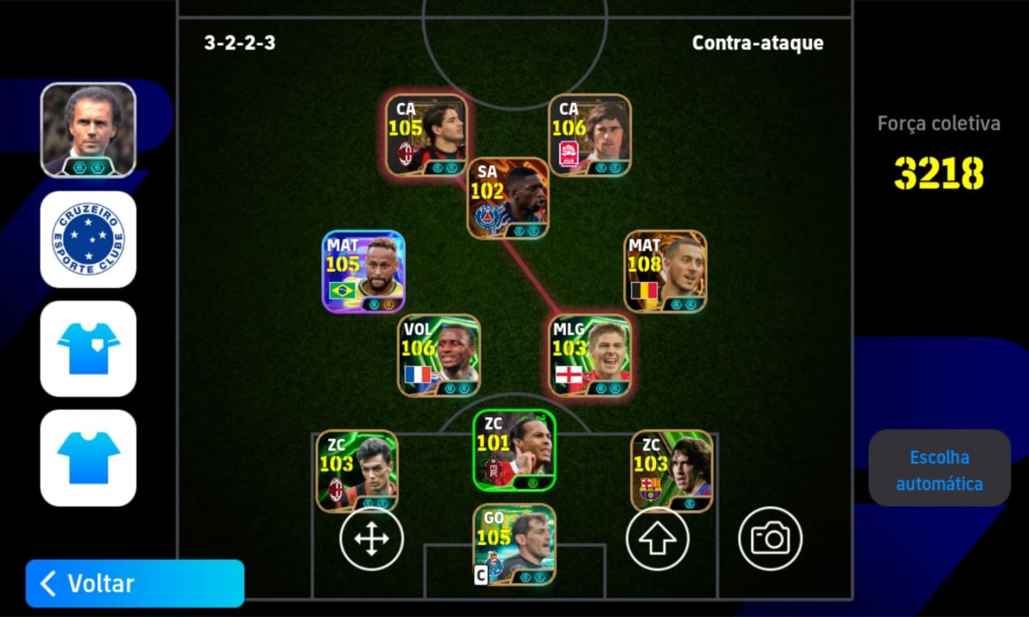 Conta Efootbal com Vieira, Neymar copa do mundo, Hazard e Dembélé Big Time !