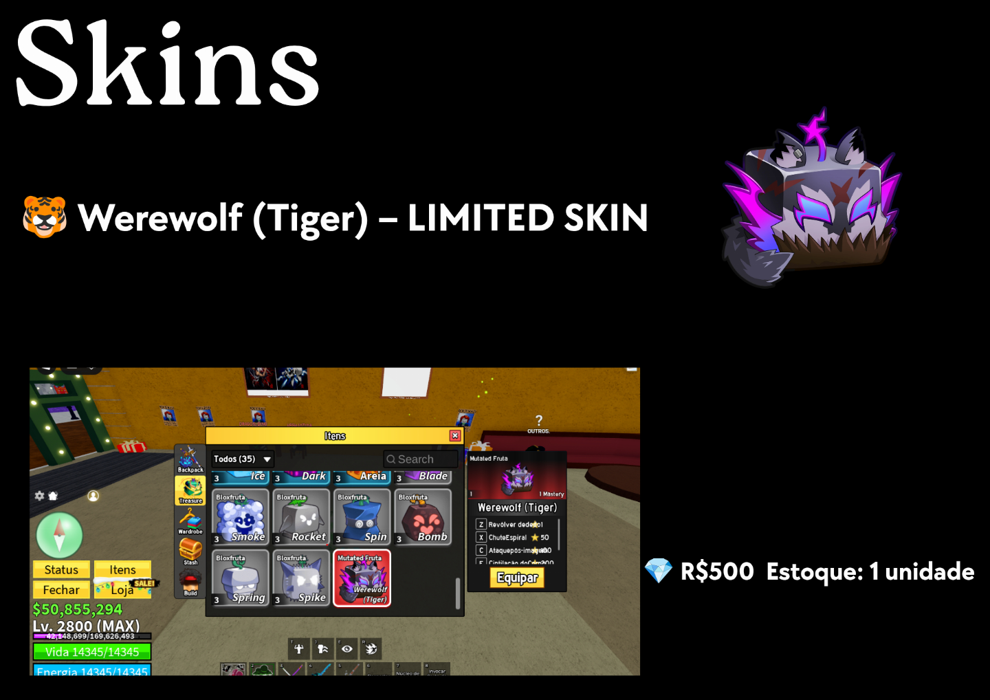 [CONTROL] FRUTAS FISICAS BLOX FRUITS + LIMITED SKIN | ENTREGA RAPIDA