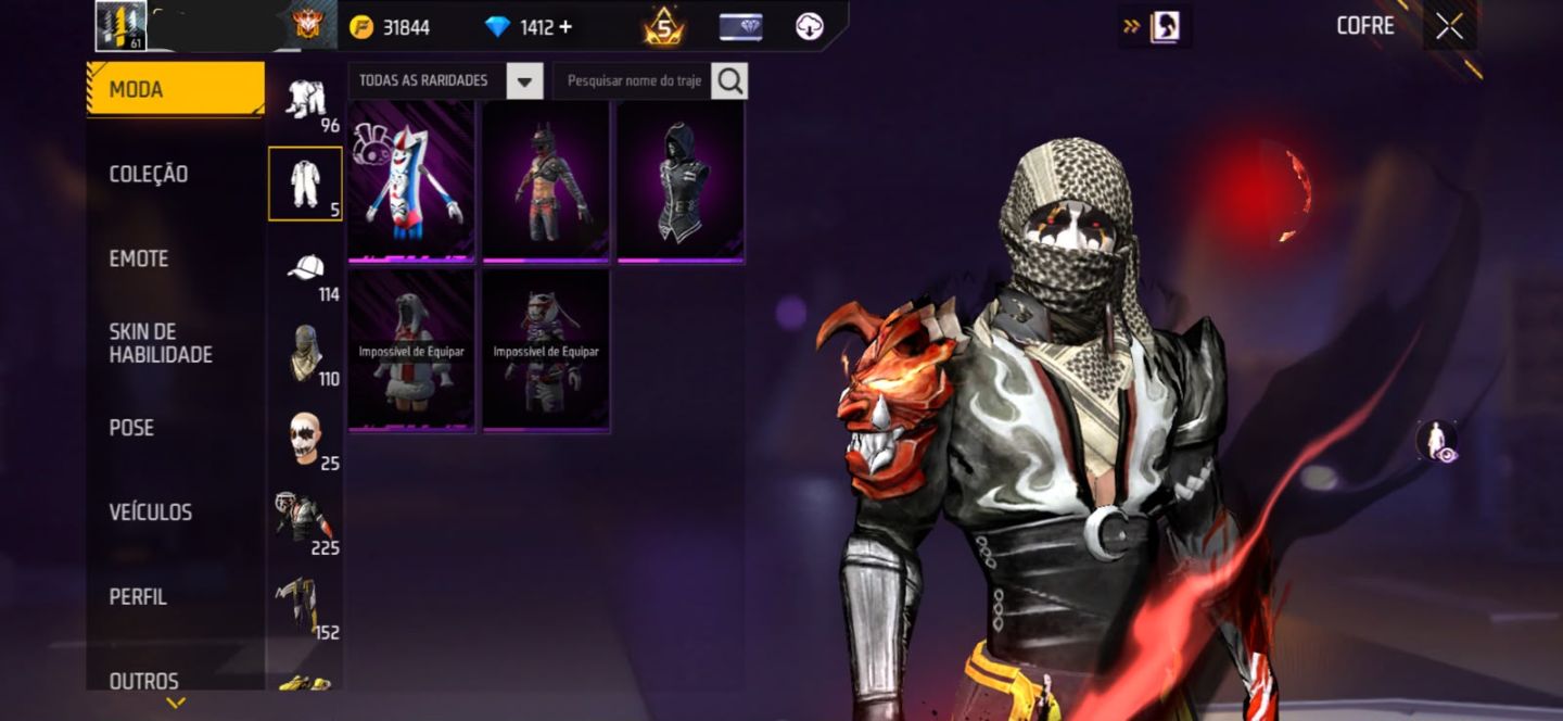 Conta FreeFire 7 Anos | 1372 diamante | Pacote Hashira Sensi | Tds Skins Naruto