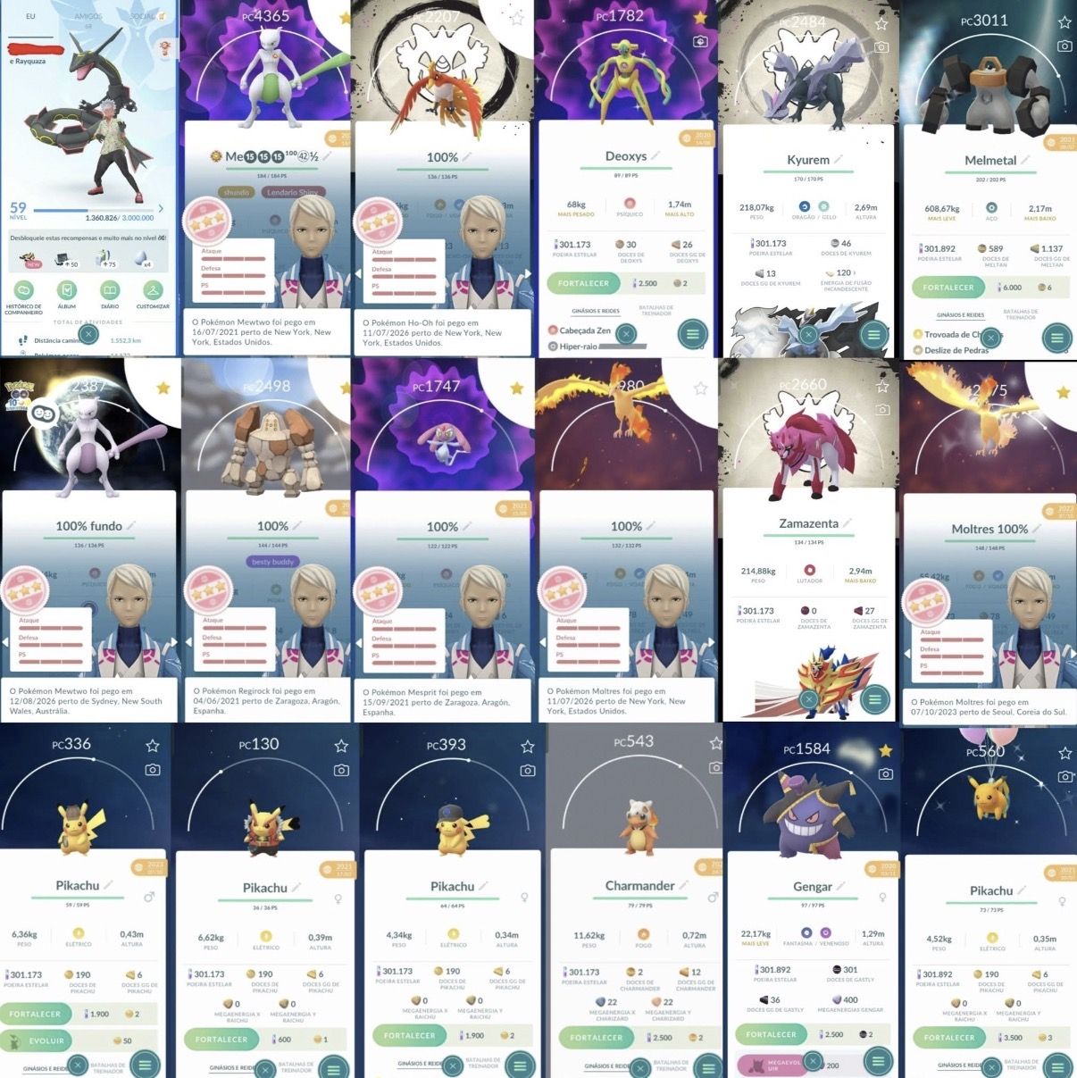 Conta Pokémon go nível 59 com mewtwo shiny 100%
