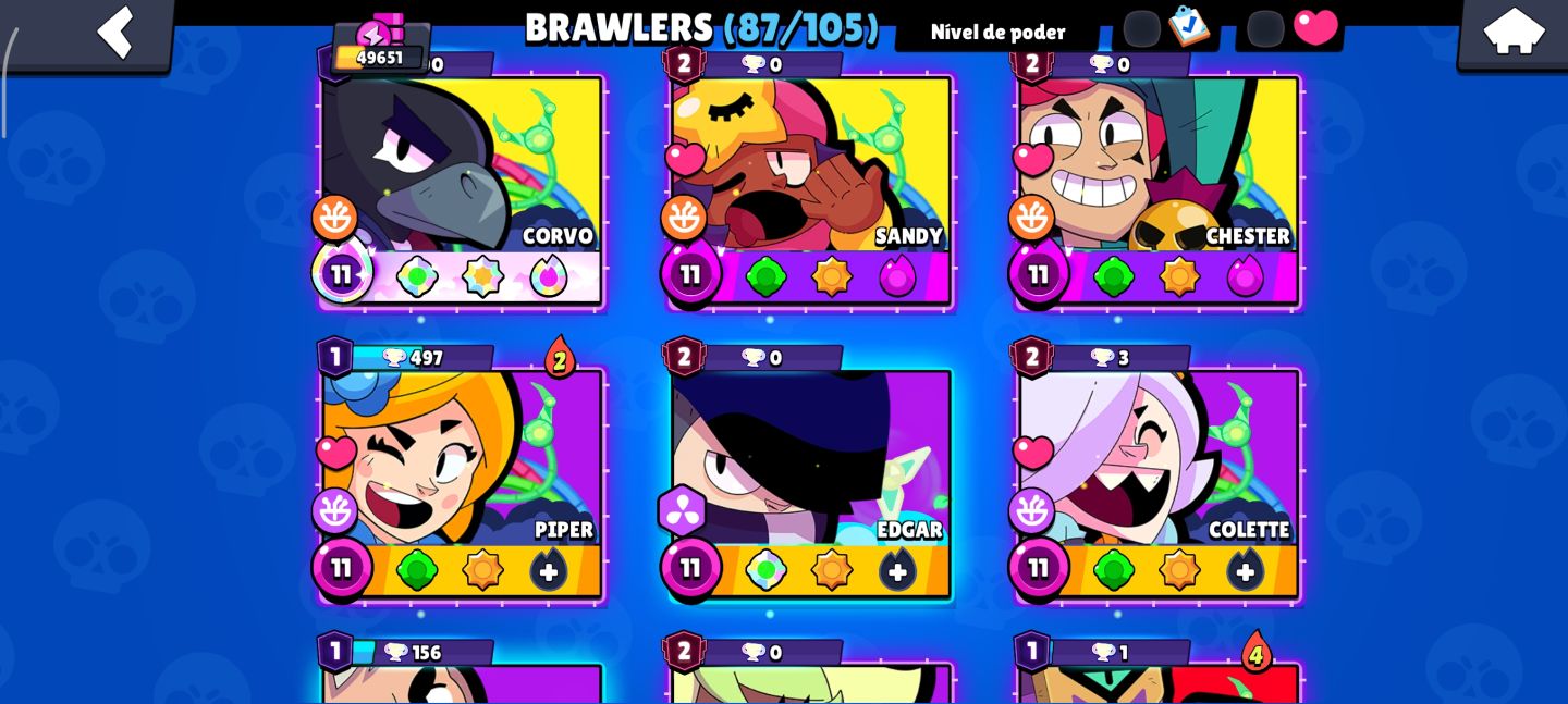 CONTA BRAWL STARS COM 49K DE TROFÉUS, 87 BRAWLERS , 16 LVL 11