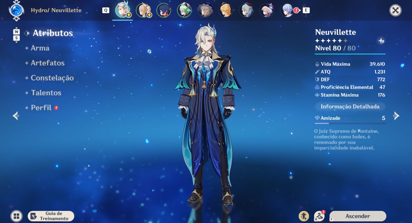 CONTA AR 41 COM NEUVILLETTE, SKIRK, AYATO, GANYU E 3700+ GEMAS