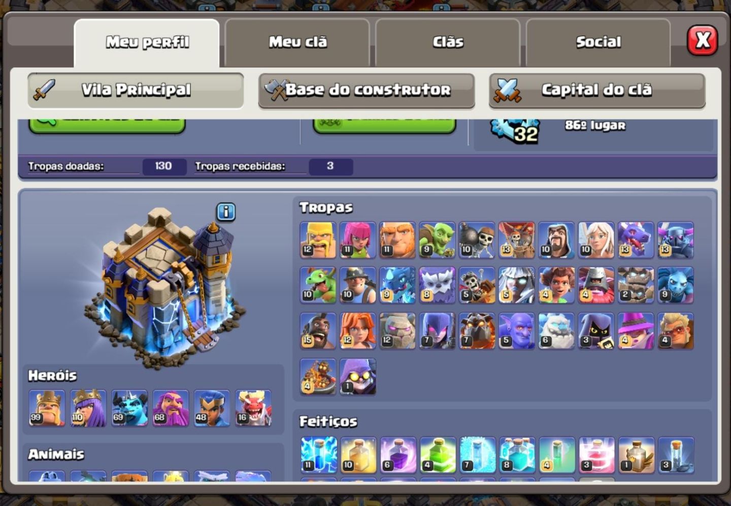 CONTA DE CLASH OF CLANS CV18