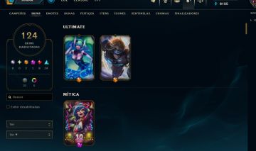 CONTA LOL - 124 SKINS - UNRANKED - LV 96 - 8K EA - FULL ACESSO - CONTA SEGURA