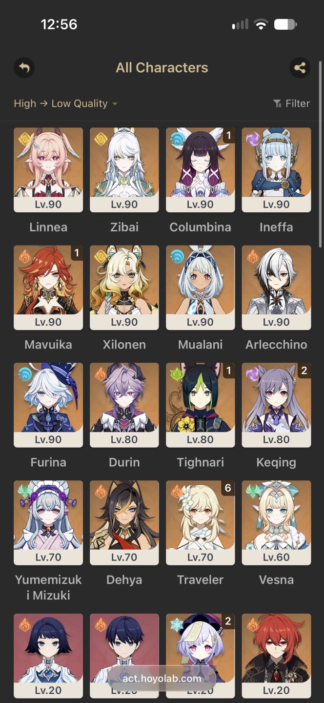 GENSHIN IMPACT AR 58 | COLUMBINA C1 + MAVUIKA C1 | 67 PERSONAGENS | 5 ARMAS