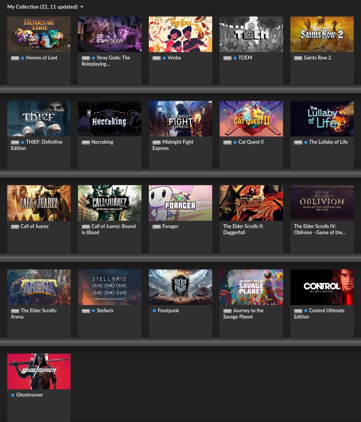 CONTA GOG COM 21 JOGOS