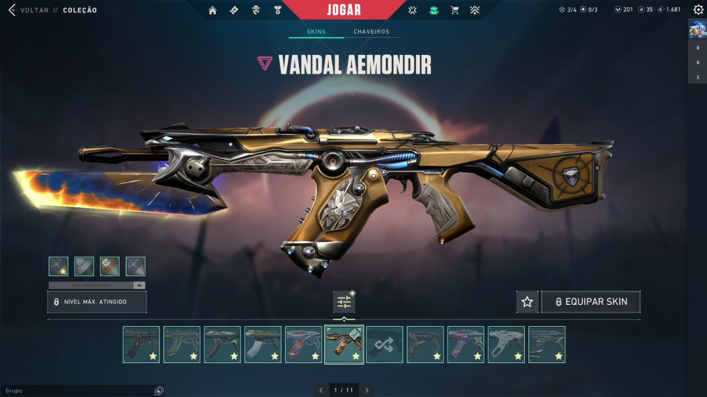 Conta de valorant com muitas skins e chaveiro imortal