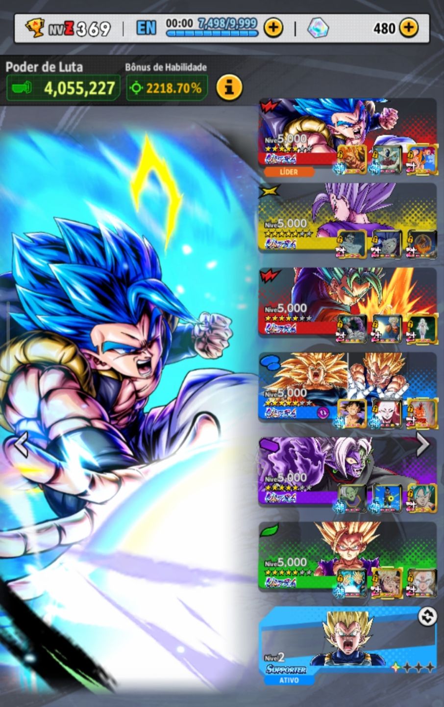 Conta de Dragon ball legends com muitos personagens épicos