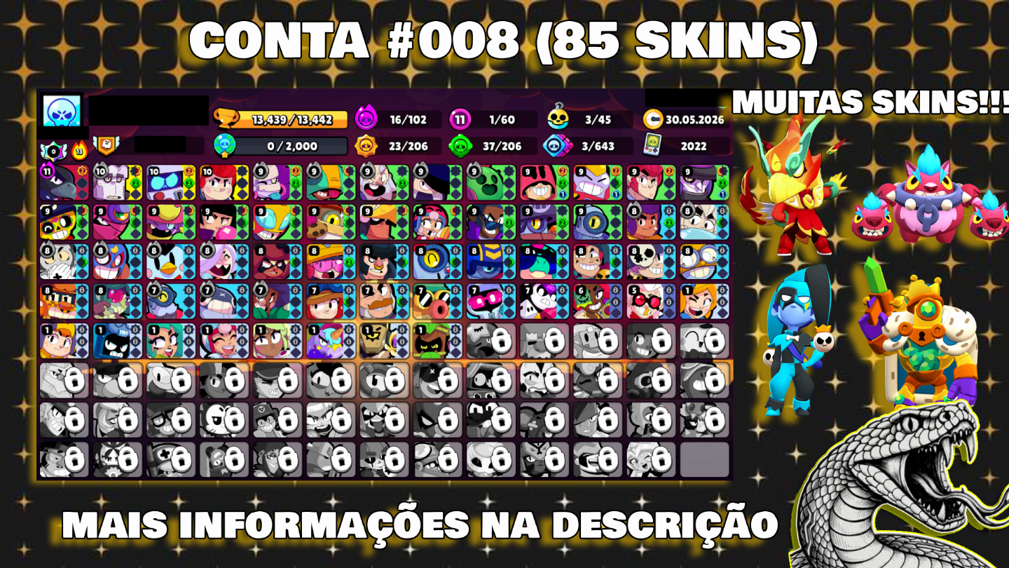 CONTAS BRAWL STARS (MUITAS SKINS) [ENTREGA AUTOMÁTICA]