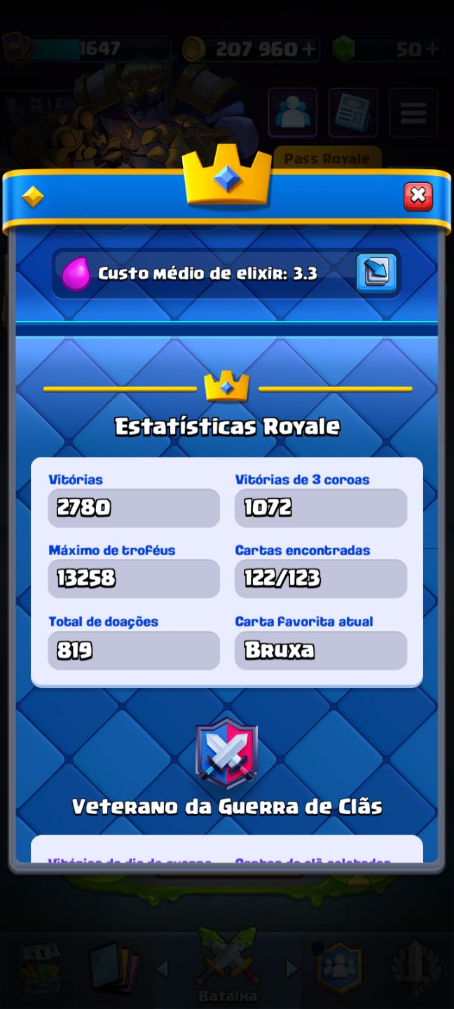 CONTA CLASH ROYALE 13.000 TROFÉUS