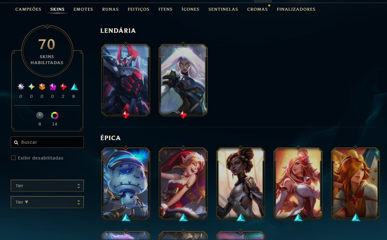 Nivel 95, Prata I, 70 skins