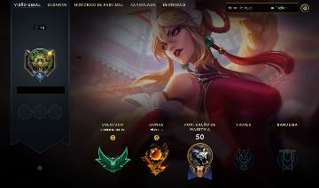 CONTA LOL ESMERALDA 4 COM 80%W/R CAINDO FILA D1 MASTER COM ESPÓLIOS COM SKINS