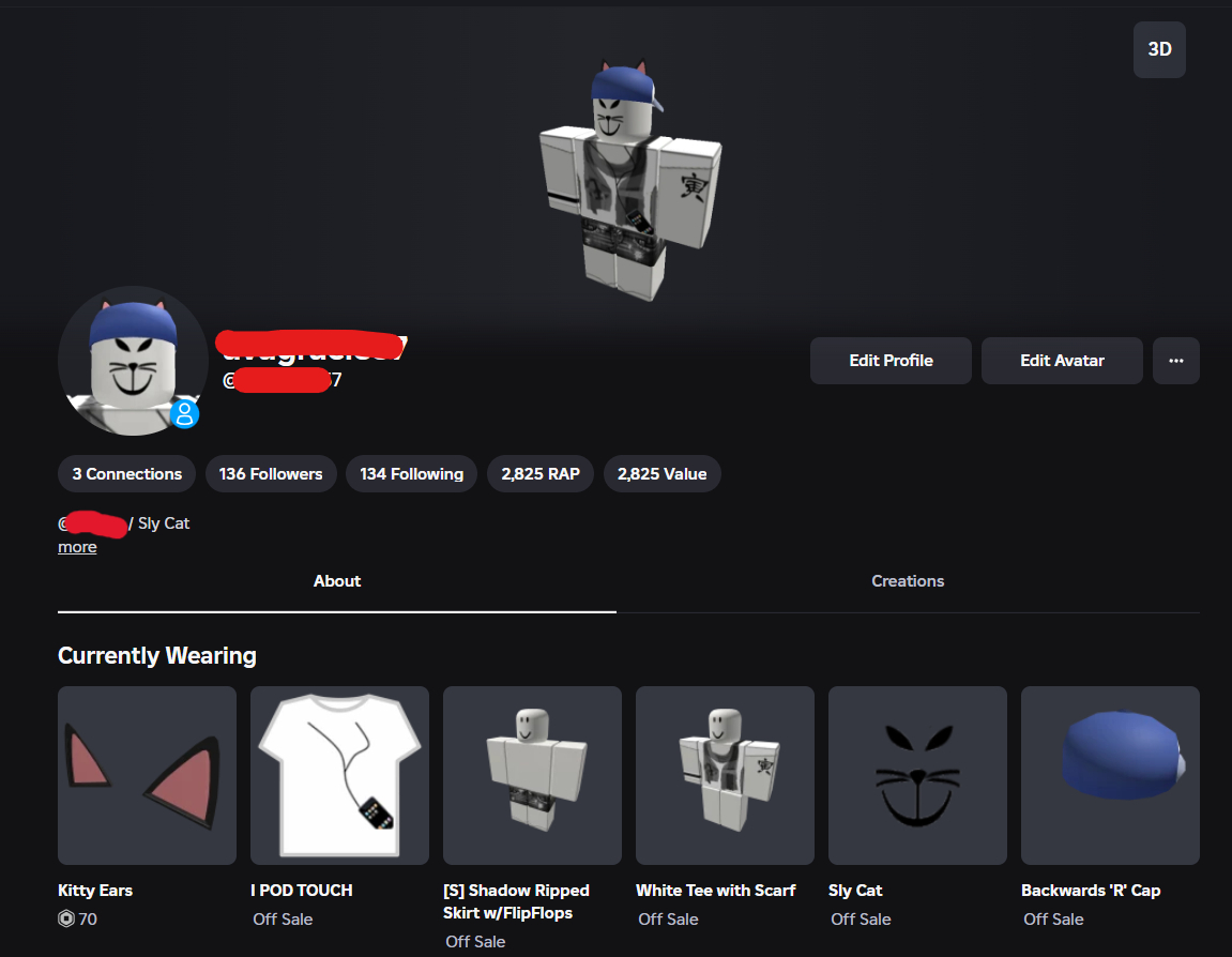 CONTA ROBLOX ANTIGA 2009 COM FACE SLY CAT + 17 OFFSALES E 2.8K RAP [UNVERIFIED]