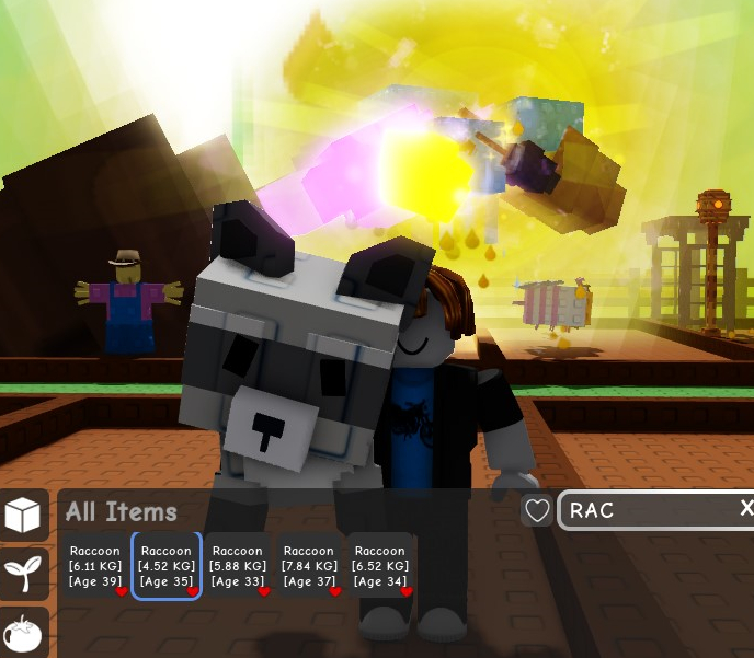 Conta com candy blossom + 4 raccon e 2 disco bee - GROW A GARDEN -
