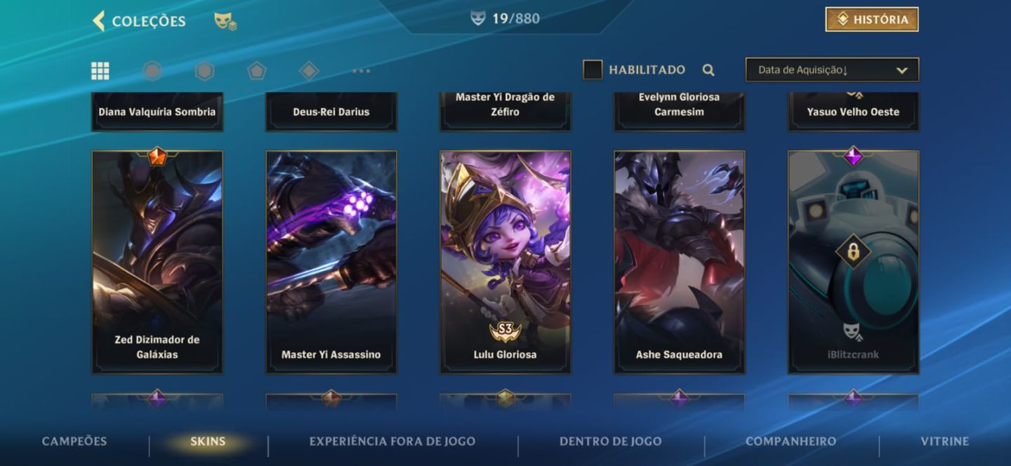 Conta wild rift conta antiga com skins raras boa coleção