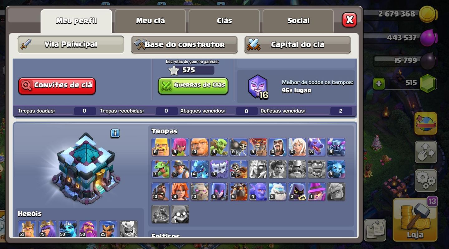 Conta cv13 Clash of Clans