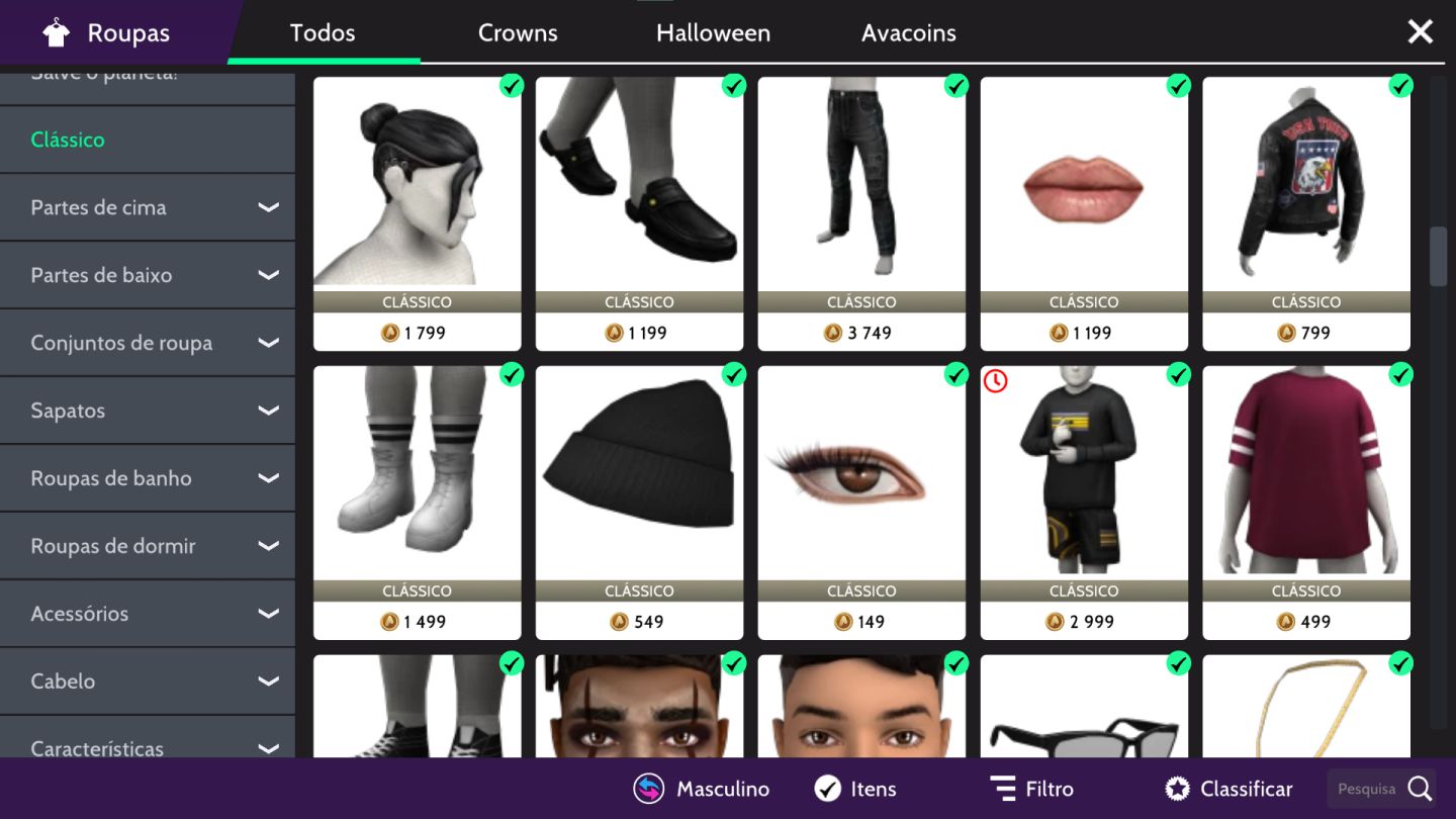CONTA MASCULINA AVAKIN LIFE LvL 34