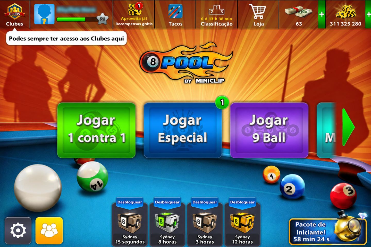 8 BALL POOL CONTAS COM FICHAS + CASH + TACOS LENDÁRIOS | ENTREGA AUTOMÁTICA